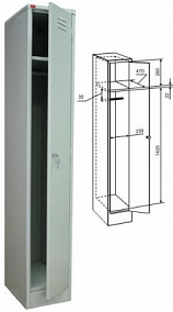 Металлический шкаф для одежды серый 300/500/1 860 mm Paks ШРМ-11 Металлический шкаф для одежды серый 300/500/1 860 mm Paks ШРМ-11